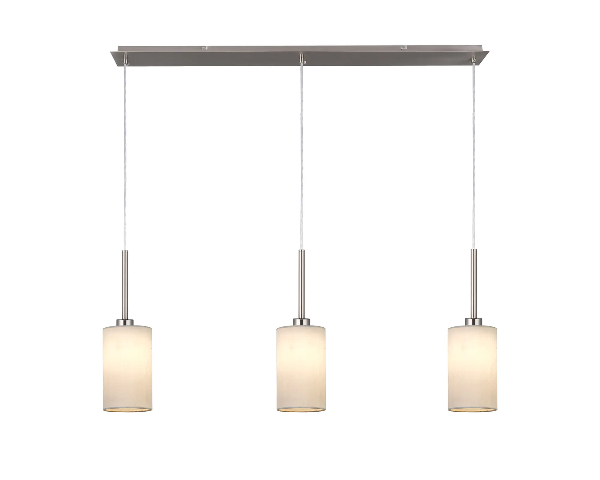 DK0781  Baymont 12cm Shade 3 Light Pendant Satin Nickel, White